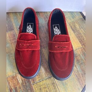 Vans Red Suede Slip-On Loafers NWOT women’s size 7